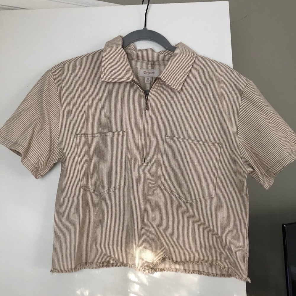 Brixton quarter zip top - tan